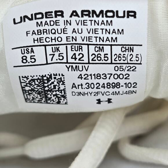 Under Armour HOVR Sonic 5 Shoes Mens 8.5 White Low Top Running Athletic Sneakers main image 5